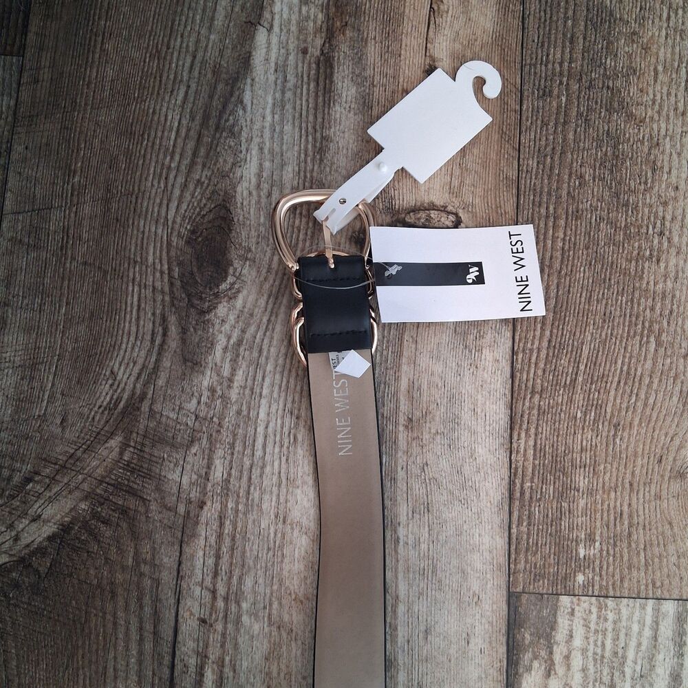 Nine West Triple D-Ring Keeper Belt Black Gold Size XL - Picture 6 of 8
